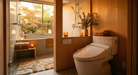 Salle de bain moderne avec toilette japonaise et abattant WC lavant chauffant
