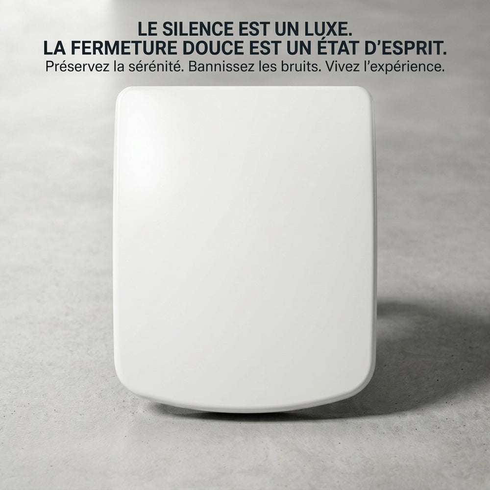 Abattant WC carré avec fermeture lente et silencieuse 