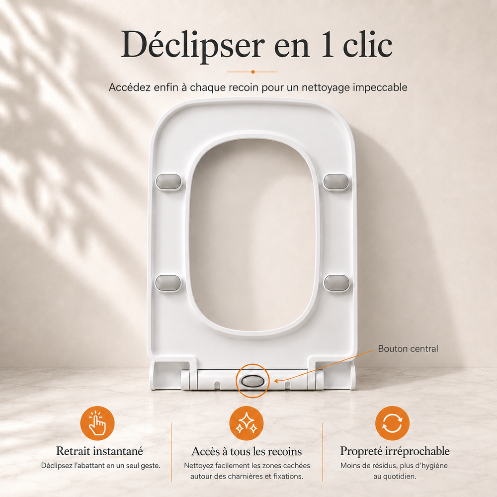 Quadratischer WC-Sitz Soft-Close abnehmbar 44-47 x 35-36 cm