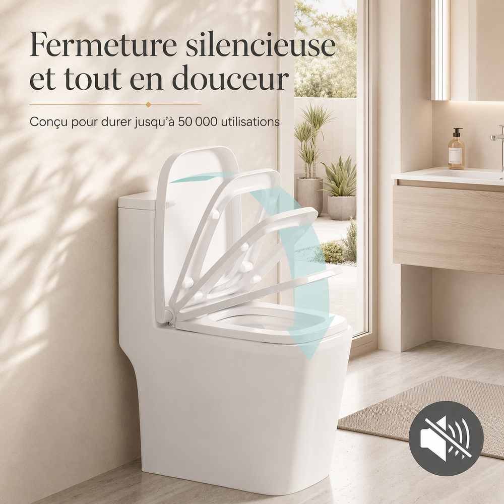 Quadratischer WC-Sitz Soft-Close abnehmbar 44-47 x 35-36 cm