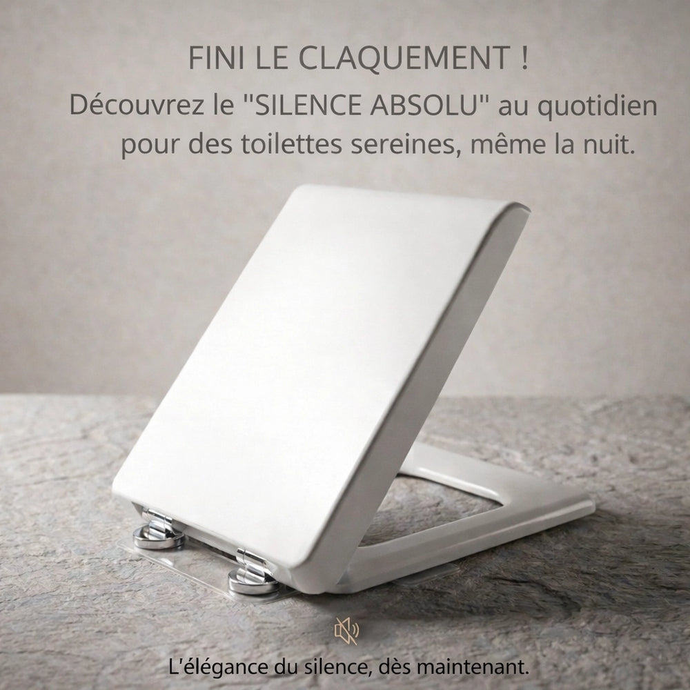 Abattant WC carré blanc ouvert avec système soft-close 