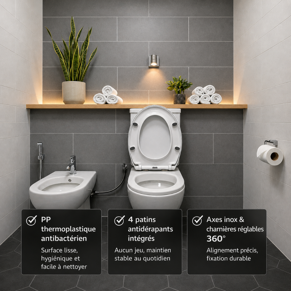 WC-Sitz mit Absenkautomatik™ – superleises SoftClose – stoßfest und antibakteriell