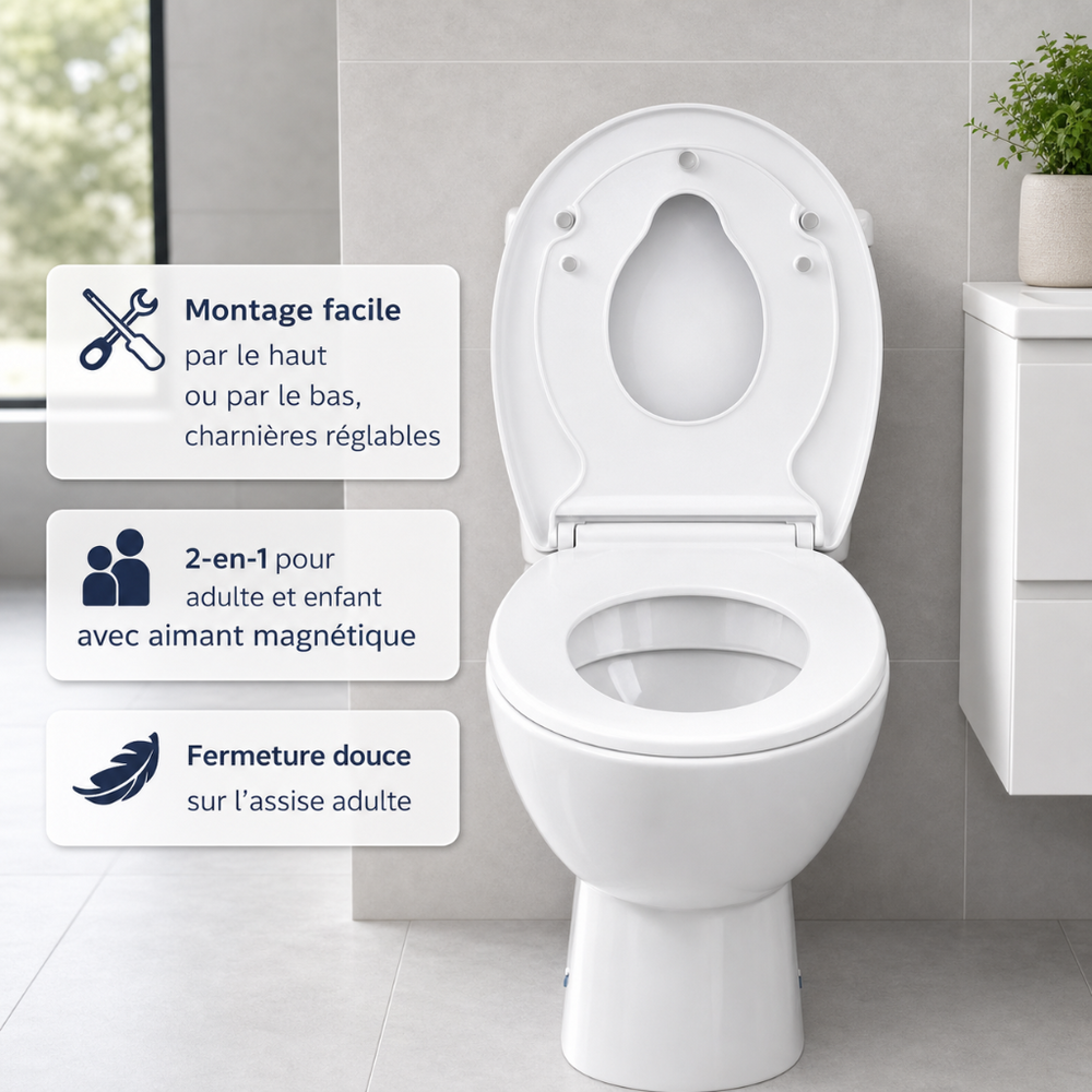 Abattant WC clipsable familial