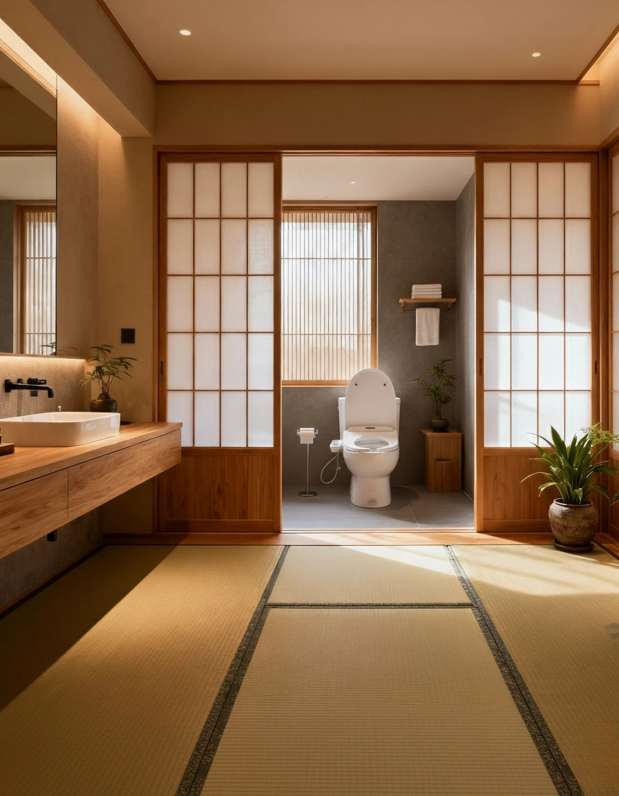 Toilettes modernes et japonaises avec un abattant wc japonais
