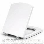 Abattant WC carré blanc avec système de clipsage et déclipsage rapide 