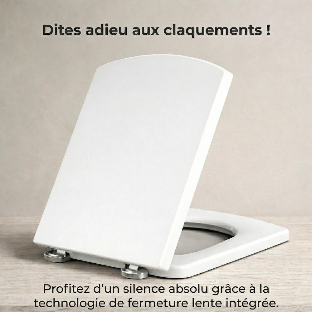 Abattant WC carré avec frein de chute 