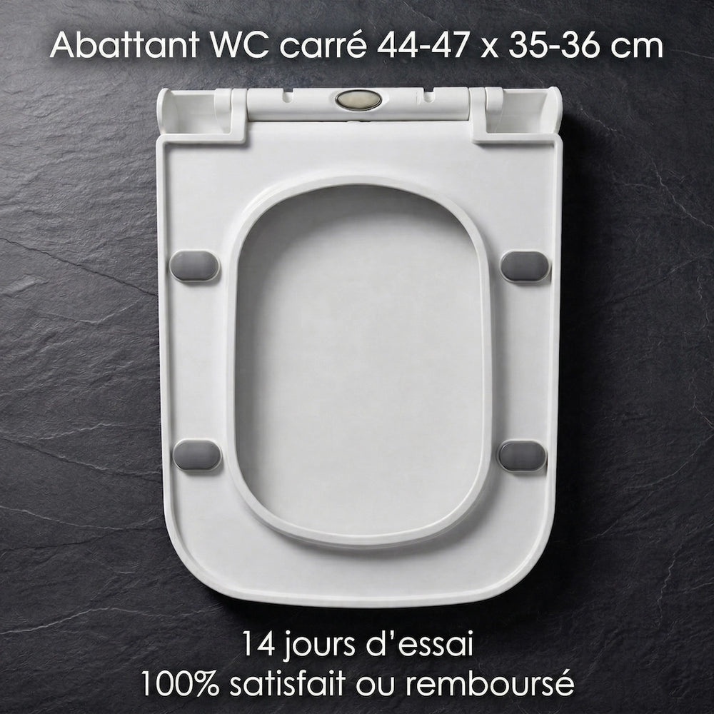 Abattant WC carré soft-close déclipsable 44-47 x 35-36 cm
