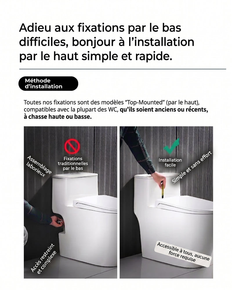 Abattant WC Rond Blanc Épais - Ouverture Frontale, Plaque PP Type V