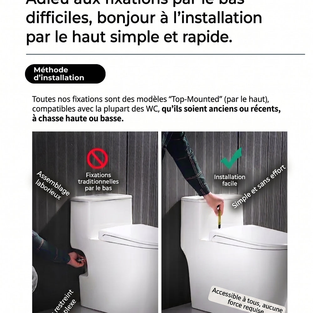 Abattant WC Rond Blanc Épais - Ouverture Frontale, Plaque PP Type V