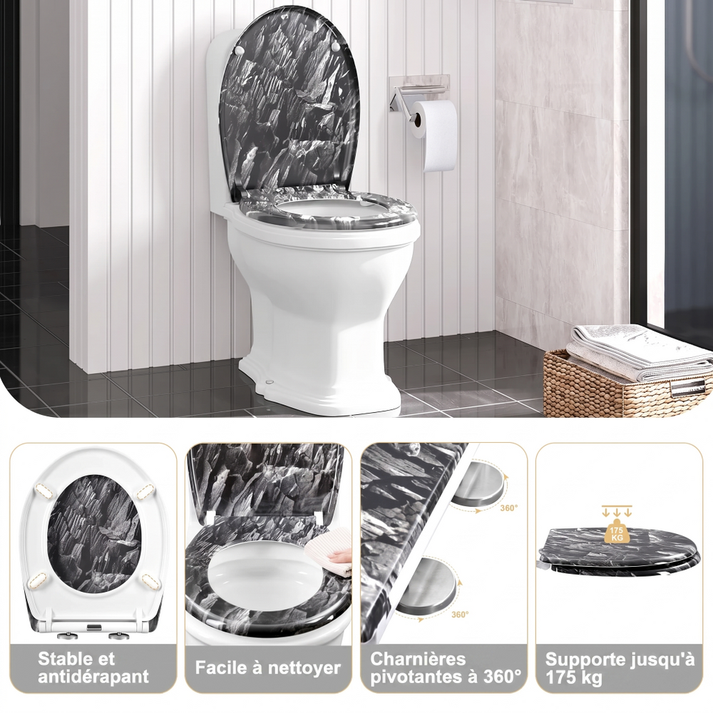 Abattant WC motif pierre