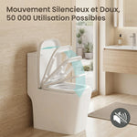 Abattant WC Carré Blanc Frein de Chute Déclipsable