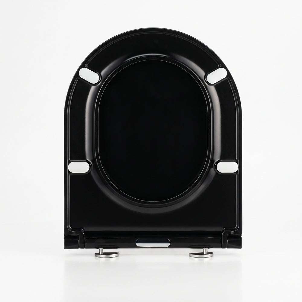 Abattant WC Noir en Duroplast – Forme D, Fermeture Progressive & Déclipsable
