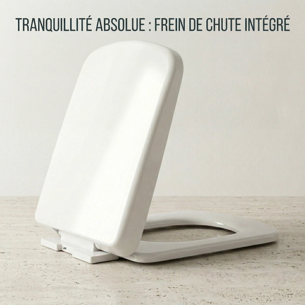 Abattant WC carré avec frein de chute 