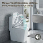 Salle de bainavec toilettes et abattant de toilettes carré en fermeture lente 