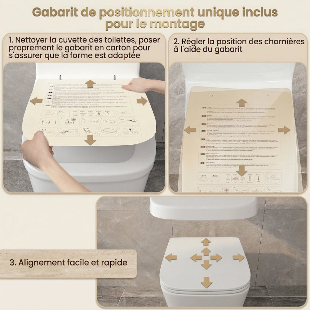 Fiche d'aide d'installation pour un abattant WC carré 