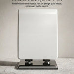 Abattant WC carré blanc élégant sur charnières en acier inoxydable 