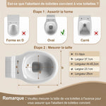Fiche de taille de l'abattant WC et de sa compatibilité aux différentes cuvettes de toilettes 