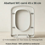 Abattant WC carré et blanc, facile à nettoyer, sans travaux et facile à installer 