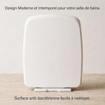 Abattant WC carré avec un design moderne blanc intemporel et une surface anti-bactérienne facile à nettoyer 