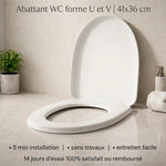 Abattant WC blanc forme U et V, facile à installer et à nettoyer 