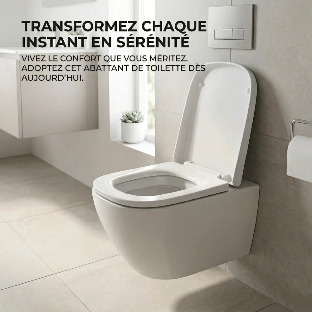 Toilette avec un abattant WC carré blanc et moderne 