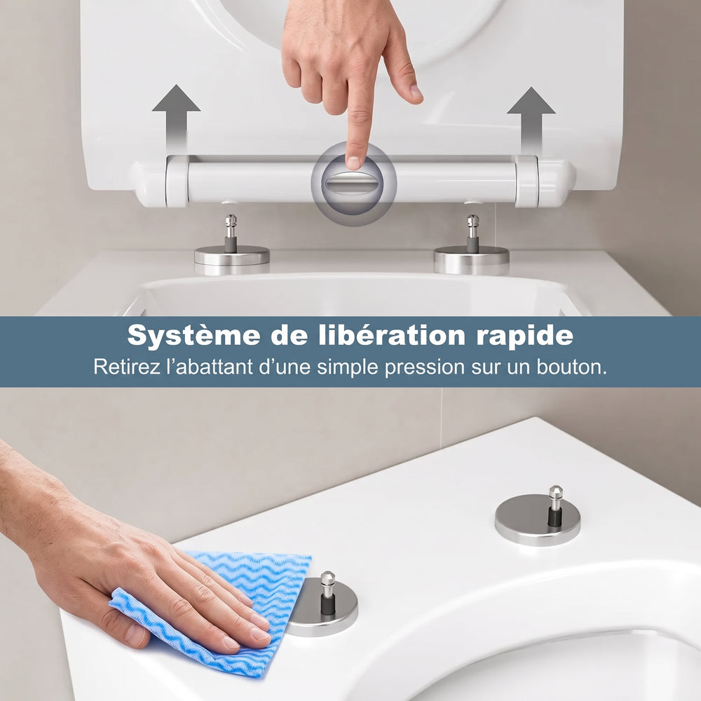 Abattant WC forme D en Duroplast – Fermeture douce & Déclipsable