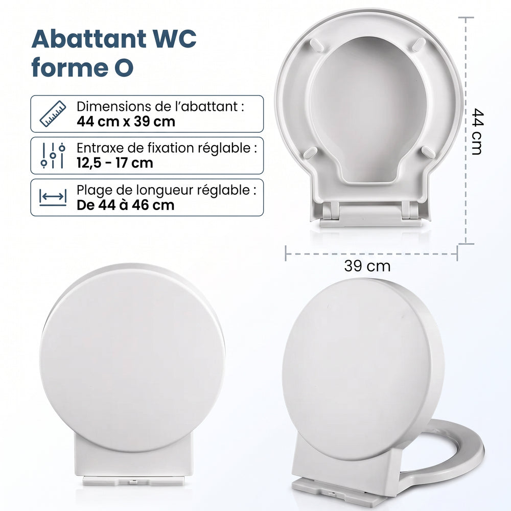 Abattant WC Rond Épaissi – Design Affleurant & Fermeture Douce