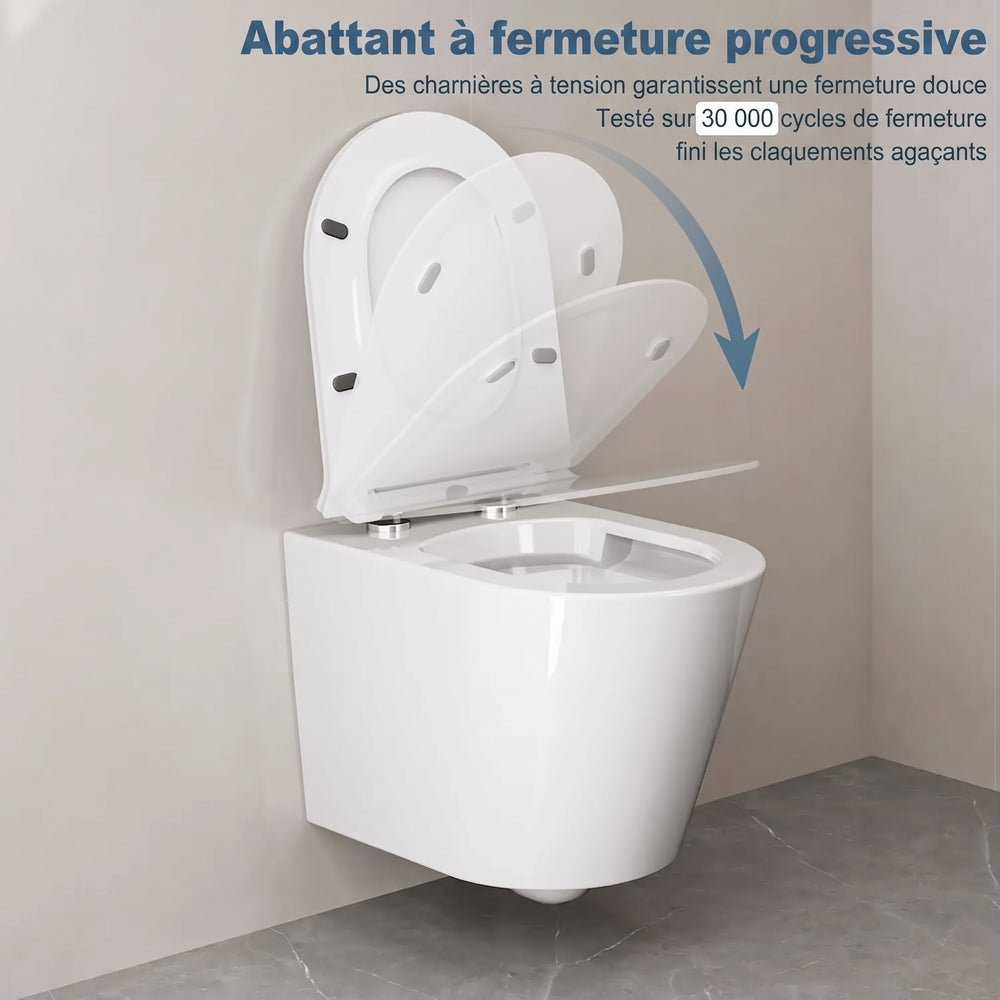 Abattant WC forme D en Duroplast – Fermeture douce & Déclipsable