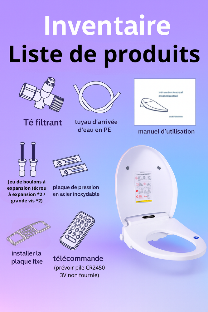 Pack inventaire compris avec l'abattant WC japonais 