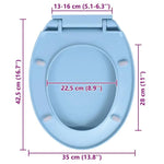 Soft-Close Toilet Seat Quick-Release Blue Oval Easy-Clean Design
