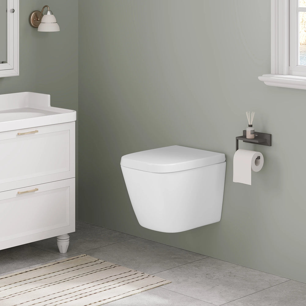 Abattant WC Carré Blanc Frein de Chute Déclipsable