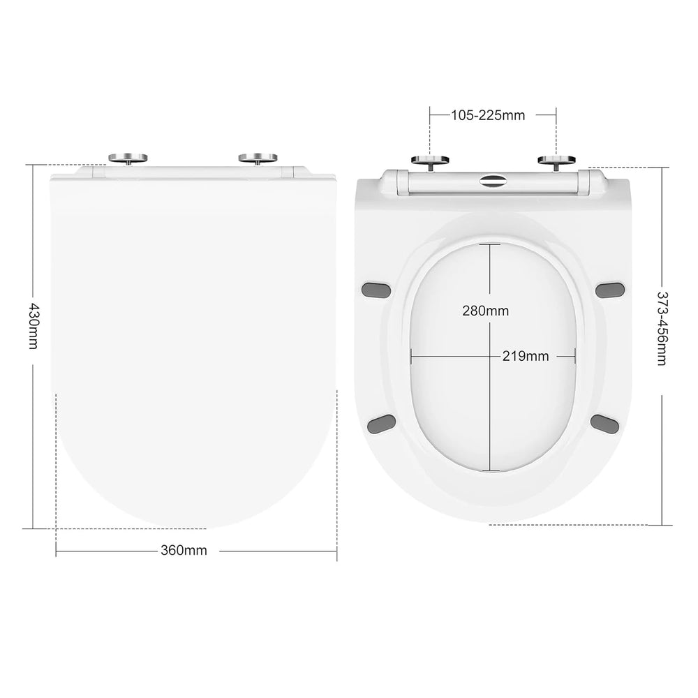 Abattant WC forme D en Duroplast – Fermeture douce & Déclipsable