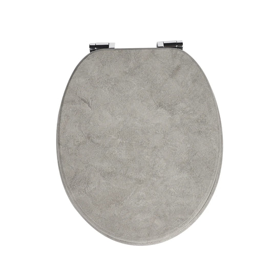 Abattant WC Gris en Bois - Fermeture Douce et Déclipsable - Forme O