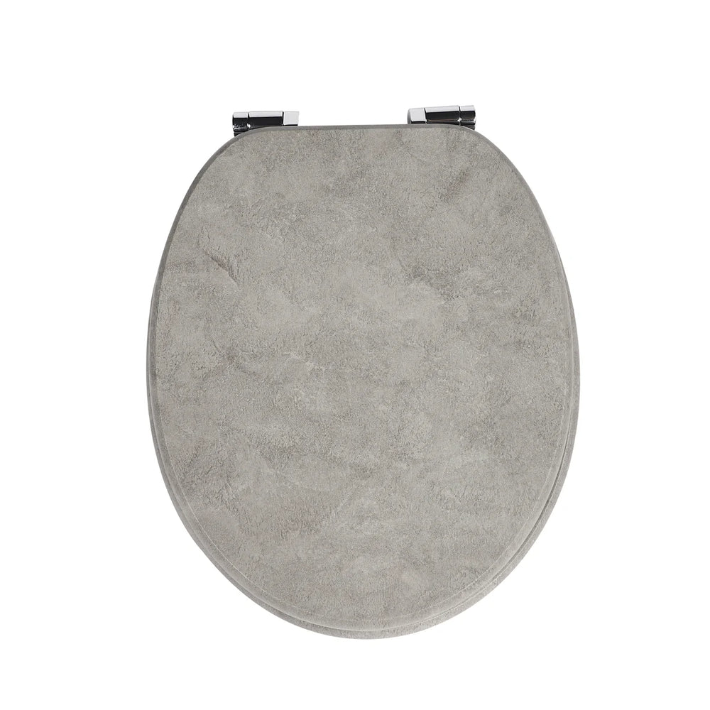 Abattant WC Gris en Bois - Fermeture Douce et Déclipsable - Forme O