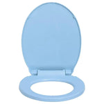 Soft-Close Toilet Seat Quick-Release Blue Oval Easy-Clean Design
