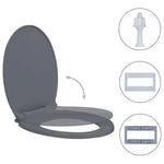 Soft-Close Grey Oval Toilet Seat, Premium Easy-Clean Design