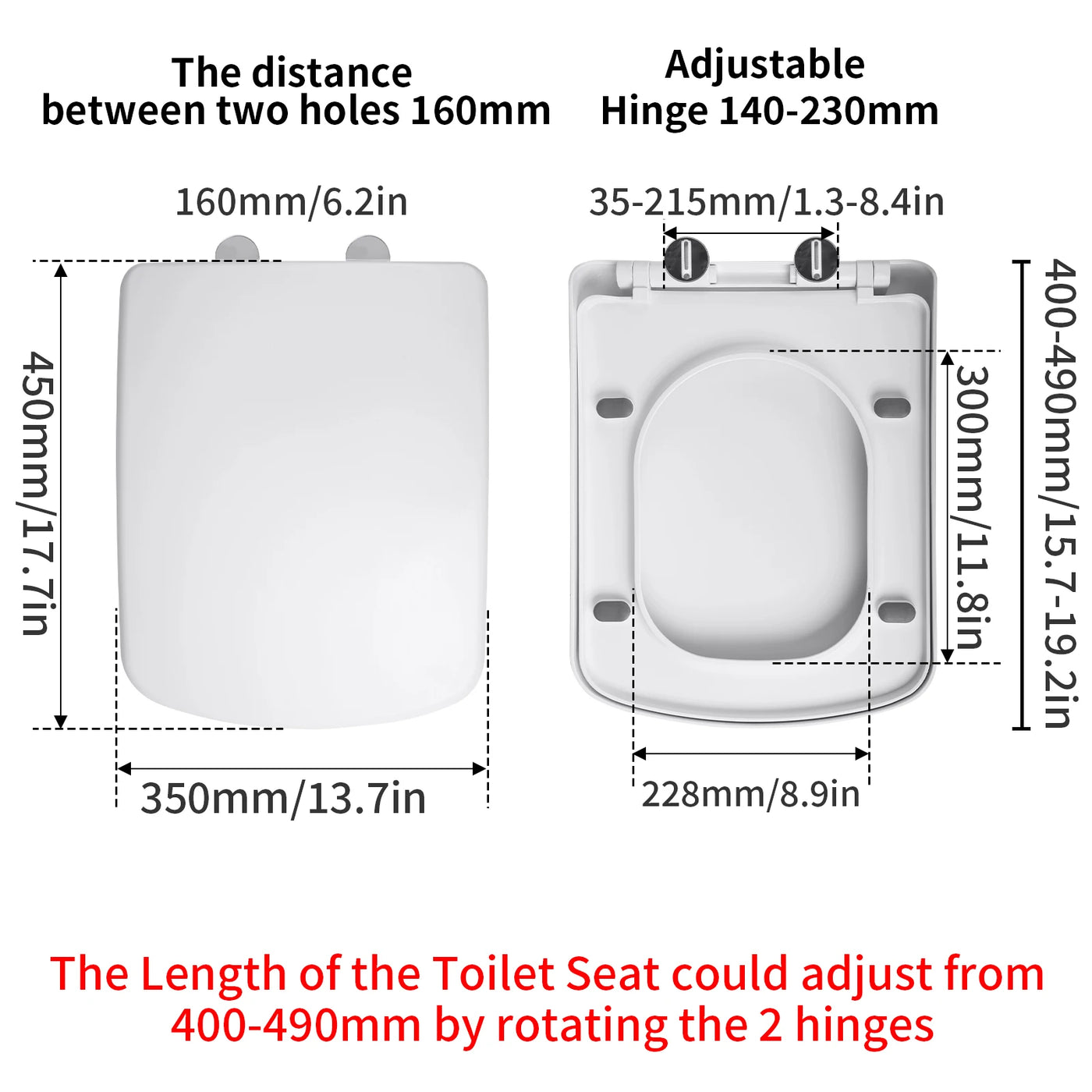 Abattant WC carré clipsable