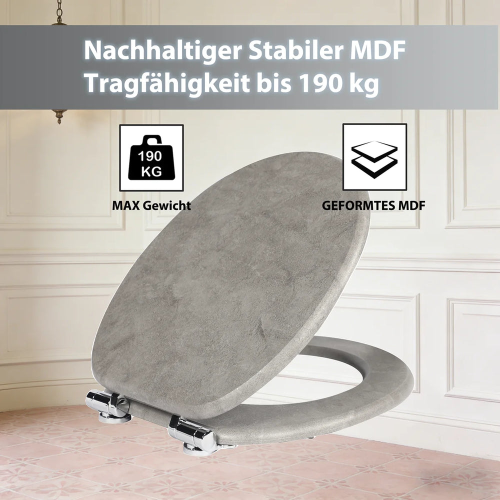 Sainos Toilet Seat with Soft Close Mdf Universal Toilet Lid Wc Seat Wooden Toilet Seat Load Capacity 190kg New Design