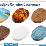 Sainos Toilet Seat with Soft Close Mdf Universal Toilet Lid Wc Seat Wooden Toilet Seat Load Capacity 190kg New Design