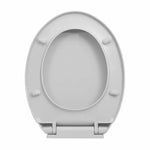 Soft-Close Mechanism Toilet Seat, Light Grey, Oval Design