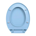Soft-Close Toilet Seat Quick-Release Blue Oval Easy-Clean Design