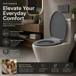 Soft-Close Grey Oval Toilet Seat, Premium Easy-Clean Design