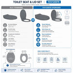 Soft-Close Grey Oval Toilet Seat, Premium Easy-Clean Design