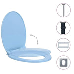 Soft-Close Toilet Seat Quick-Release Blue Oval Easy-Clean Design