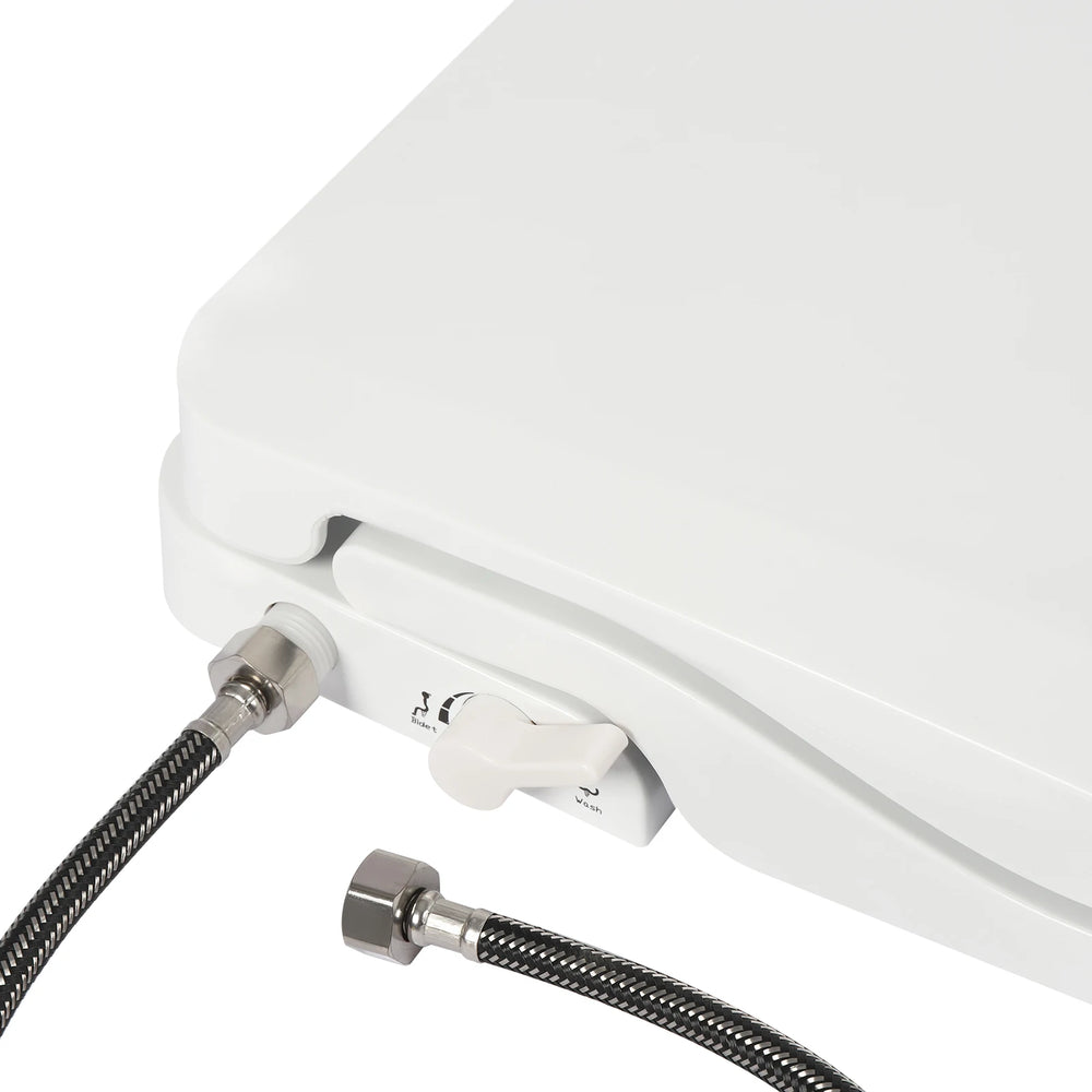 Abattant WC Bidet Non Électrique – Siège Toilette Lavant à Double Buse, Forme D Allongée avec Tuyau de Rinçage