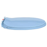 Soft-Close Toilet Seat Quick-Release Blue Oval Easy-Clean Design