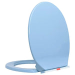 Soft-Close Toilet Seat Quick-Release Blue Oval Easy-Clean Design