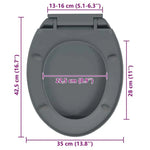 Soft-Close Grey Oval Toilet Seat, Premium Easy-Clean Design