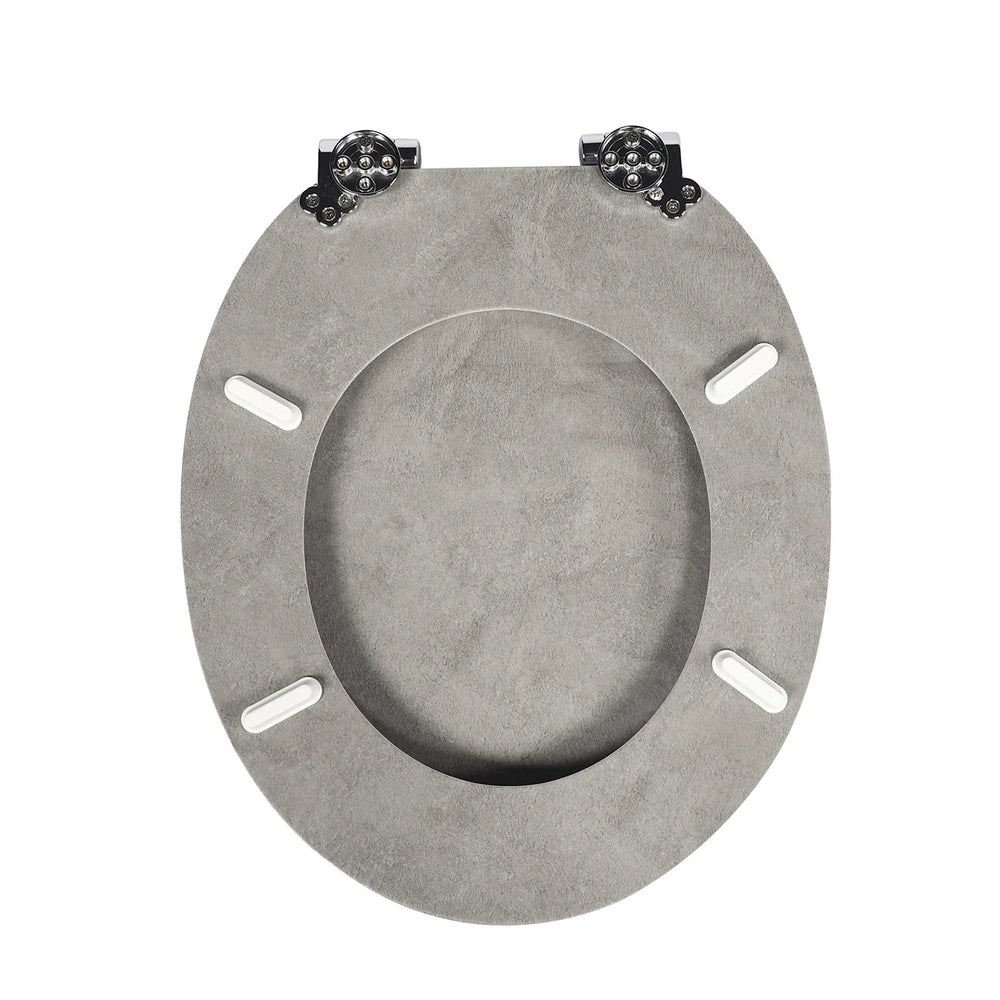 Abattant WC Gris en Bois - Fermeture Douce et Déclipsable - Forme O