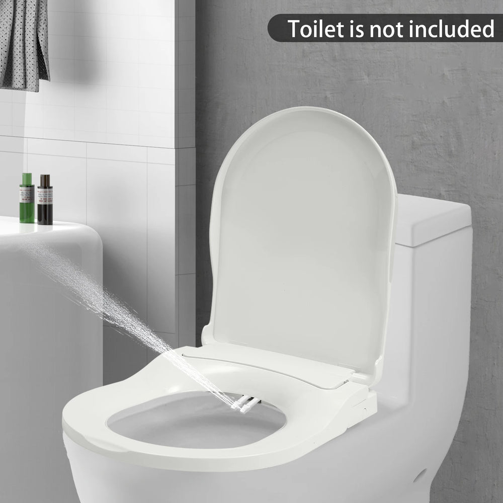 Abattant WC Bidet Non Électrique – Siège Toilette Lavant à Double Buse, Forme D Allongée avec Tuyau de Rinçage